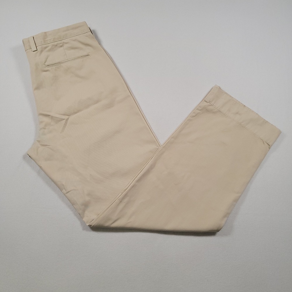 Tommy Bahama Men Chino Pants 34x34 Khaki Flat Front Cotton‎ Cuffed